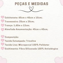 Almofada Amamentação Com Ninho Redutor de Berço Trança Mini Berço Protetor