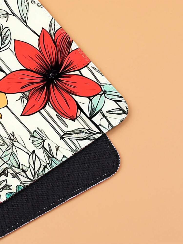 1 Pieza Gran Alfombrilla De Ratón Para Juegos De Escritorio Con Diseño De Flores Silvestres Y Plantas En Nuevo Estilo Artístico Para Computadora/portátil De Oficina - Multicolor - Ver 5