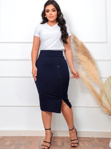 Saia Elegante Feminina Midi justa Evangelica Social