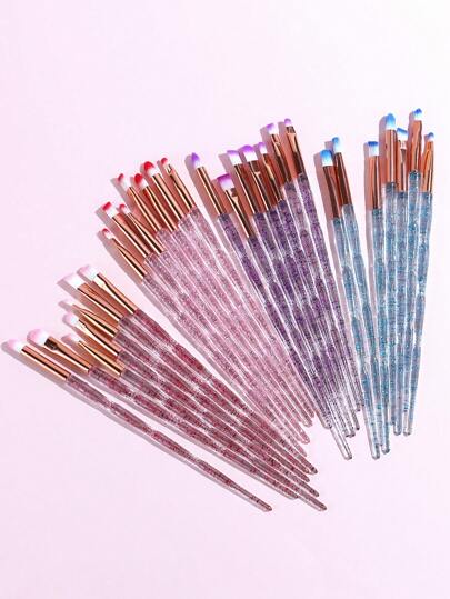baopinger 7 Eye Brushes, Crystal Makeup Brushes, Glitter Makeup Brushes, Blending Brushes, Eyeshadow Brushes, Lip Brushes, Silkworm Brushes, Eyebrow Brushes, Concealer Brushes, Thickened Aluminum Tubes, Not Easy To Allergies, Full Set Of Eye Makeup Tools, Pink, Purple, Red, Blue