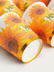 10/25pcs 9oz Sunflower Paper Cups, Birthday Party Decoration, Sunflower Party Cups, Bee Plate For Bridal Shower, Summer & Autumn Disposable Cups - Multicolor - View 4