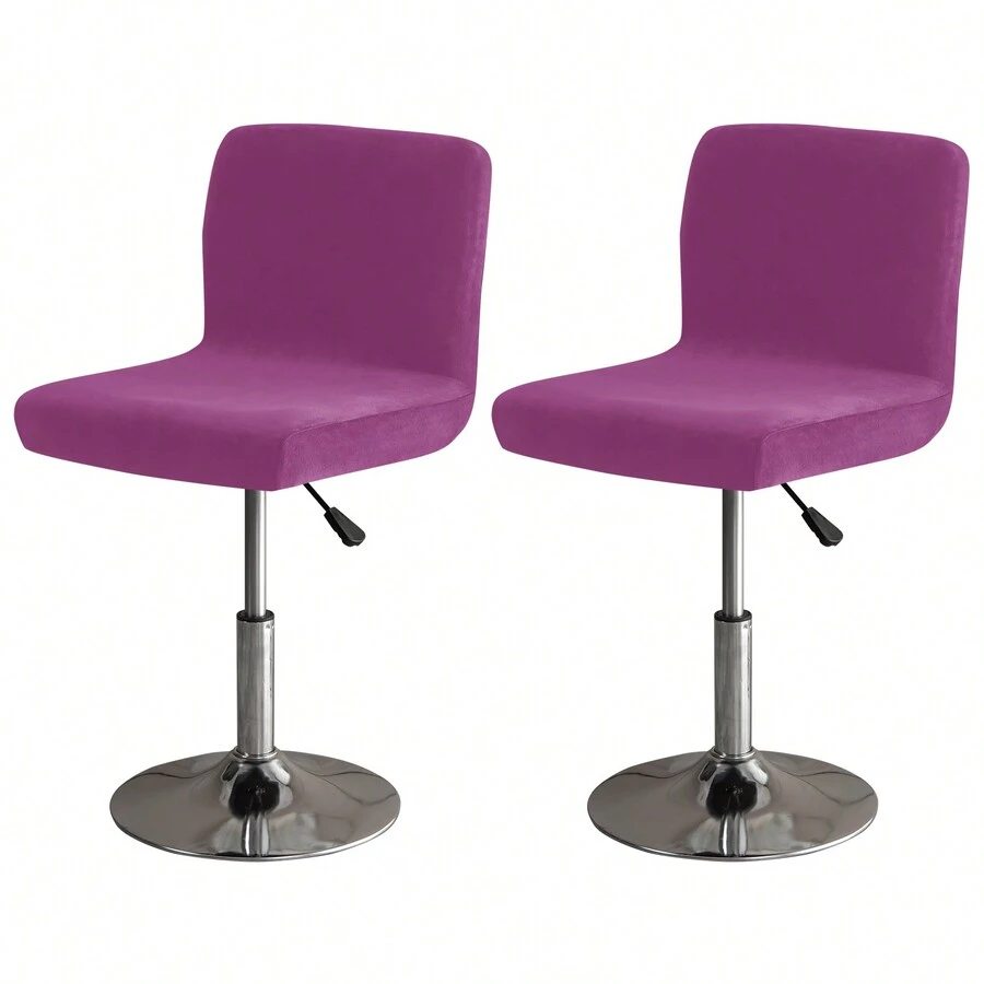 2pcs Silver Fox Velvet Bar Stool Covers - 18# Purple - View 1