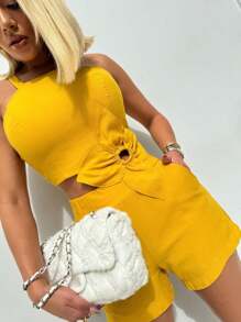 Women Jumpsuits - Mustard Yellow - View 4