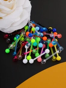 30入組時尚UV球頭和杆頭舌環，多款糖果顏色，男女日常佩戴適用 - 彩色 - 查看 5