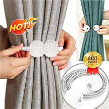 2pcs Magnetic Curtain Tiebacks, Faux Pearl Ball Decorative Home Curtain Buckle, Curtain Rope Straps For Holding Curtains & Drapes, For Bedroom Living Room Home Decor