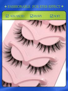 GROINNEYA 猫眼睫毛 5 对 16 毫米蓬松加长款透明带状假睫毛狐狸眼睫毛仿貂睫毛蓬松假睫毛化妆 (TX10) 条状睫毛、睫毛、睫毛、假睫毛 - 黑色 - 查看 2