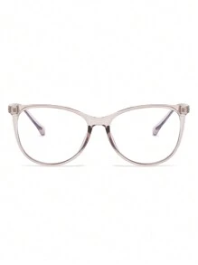 1pair Women's Round Transparent Champagne Color Pc Frame Non-Prescription Glasses, Suitable For Daily Wear Clear Glasses Accessories Glasses Accessories For Women - 香檳色 - 查看 2