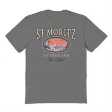 Nearly There St Moritz Switzerland Ski Ski Resort Graphic Unisex Cotton Short-Sleeve T-Shirt - Dark Grey - View 1
