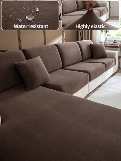 1pc Splash-Proof Elastic All-Seasons Sofa Cushion Cover, Modern Minimalist Style Anti-Slip Sofa Cover, Living Room Sofa Protector Cover Suitable For L-Shaped Sofa And 1/2/3/4 Seater Sofa