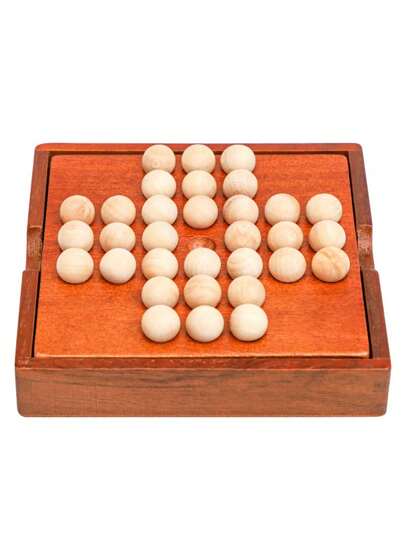 Wooden Solitaire Board Game For Kids, Preschool Educational Wooden Board Toy, Family Game