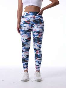 新款春夏扎染印花修身七分运动裤 - 彩色 - 查看 2