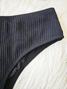 Ensemble bikini à cordon de serrage noir réglable en deux pièces pour femme, été plage d'été - Noir - Voir 9
