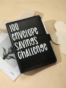 100 Envelopes Money Saving Challenge Binder, Funny Savings Challenges Book With Envelopes, Budget Planner Book With Cash Envelopes - Black - View 2