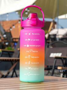 1pc 2L Or 750ml Or 300ml Large Capacity Rose Gradient PC Water Bottle, Sports And Fitness Portable Straw Cup, For Home And Travel Outdoor Use - Hot Pink - View 4