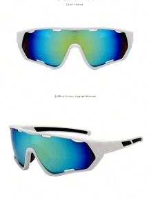 POLASUP 1pc Unisex Summer Travel Large Frame Glasses, UV Protection Outdoor Sports Cycling Glasses, Futuristic Camouflage Design For Men & Women