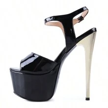 Bewitch Ultra High Heeled Ankle Strap Sandals - 黑色 - 查看 3