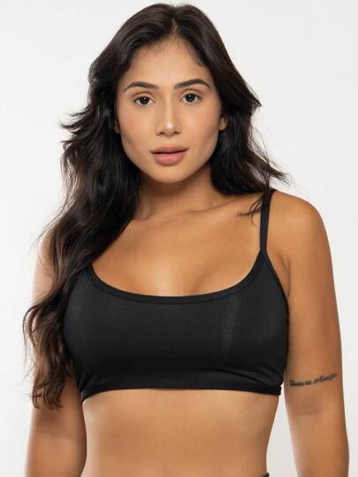 Top Costa Nua Fitness Moda Elástico Liso Gringa Frente Única Academia 124