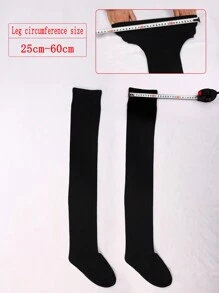 Plus Size Solid Over The Knee Long Socks, Thigh High Socks