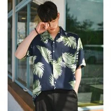 Camisas hawaianas para hombres, Camisas hawaianas para hombres, Vacaciones de verano, Camisas hawaianas casuales con botones para hombres,Camisa Hawaiana Hombre Manga Corta con Botones Camisas Tropicales Vacaciones Casual Top, Camisa Hawaiana Hombre Manga Corta Verano Colores Camisa Hawaiana Estampada de Palmeras Flores Casual Playa Camisas Hawaianas - Azul Marino - Ver 1