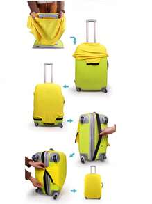 Luggage Cover Stretch Fabric Suitcase Protector Baggage Dust Case Cover Suitable For18-28 Inch Suitcase - Yellow - View 4