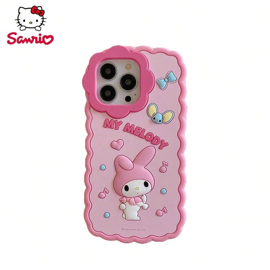 SANRIO Ốp lưng điện thoại silicon Hello Kitty, Melody, Kuromi, tương thích với iPhone 13/14/15 Pro Max - Nhiều màu - Xem 1