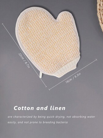 2-In-1 Skin Exfoliating Body Mitt, 1 Piece Natural Fiber Soft And Natural Sisal Sides Deep Cleaning Skin Rejuvenation Elastic Wristband Quick-Drying Body Scrub Gloves For Home Bathing Spa Treatments Skin Care Routine Pre-Tanning Preparation Post-Workout Refresh Living Sensitive Skin Care