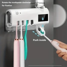 An Intelligent Ultraviolet Toothbrush Sterilizer: Keep Your Family's Toothbrushes Clean And Tidy With This Wall-Mounted Toothpaste Dispenser! - Multicolor - View 2