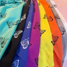 Blusas de Moda Mujer Manga Larga Elegantes Con Cuello En V Y Estampado De Maripos, Camisa Blanca Amarillo, Blusas Top Casual para Primavera, Verano, Otoño, M,L,XL,2XL,3XL - Amarillo - Ver 3