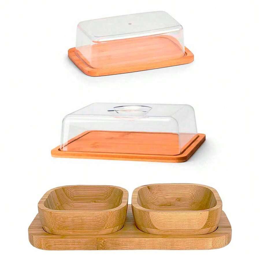 Kit 1 petisqueira com base e 2 cumbucas + 1 manteigueira + 1 porta frios com tampa para servir mesa café da manhã frutas doces pães queijos manteiga pote geladeira cozinha