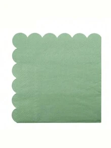 25pcs Disposable Party Tableware Sage Green Fan Shaped Napkins For Decoration, Birthday Party, Wedding, Gathering , For Christmas Party