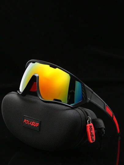 POLASUP 1pc Unisex Summer Travel Large Frame, Outdoor Sports Cycling Glasses, Futuristic Camouflage Design For Men & Women