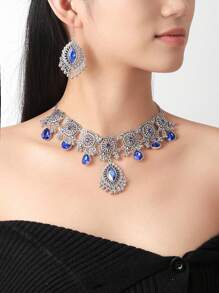 一套复古中东树叶泪滴项链耳环首饰套装（女士款）