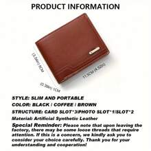 Men's Pu Leather Wallet, Large Capacity Multi-Card Slots, Business Casual Style, Ideal Gift For Men's Birthday Or Partner Large Capacity Multi-Card Slots, Business Casual Style, Birthday Gift, Graduation Gift, Father's Day Gift