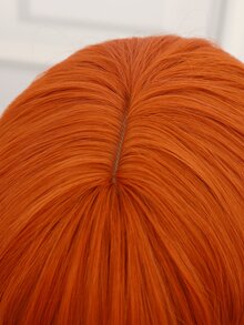 Long Curly Synthetic Wig With Bangs - Orange - View 6