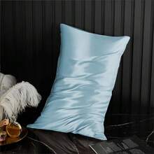 2 Stücke hellblaue Satin Kissenbezüge für Haare und Haut, Kissenbezug Set aus 2, weich und komfortabel mit Kuvertverschluss, Luxus Bettwäsche Kissenbezüge, extra weiche Hotel Kissen Schoner für Standard Queen, King M L XL Größe Kissen, Blau, Royalblau, Graublau, Hellblau, Mintblau, Blaugrün