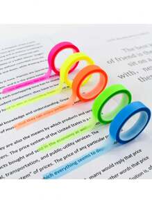5 Rolls Of 5-Color Transparent Fluorescent Index Label Flags 5m Sticky Notes Stationery For Student Gift & Office Supply - Five Colors One Piece - View 1