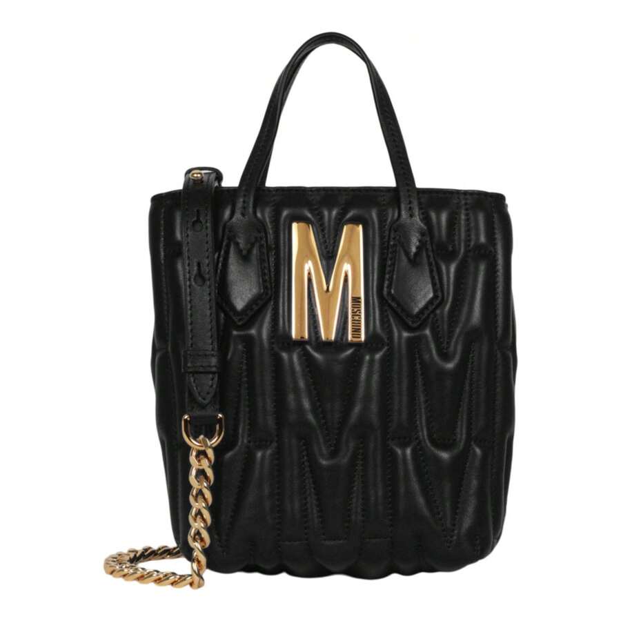 Moschino Quilted Monogram Shoulder Bag - Black - View 1