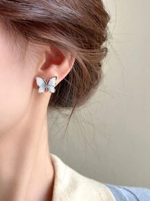 1 Máy Tính Nữ Thiết Kế Tinh Tế Màu Xanh Chuyển Sắc Màu Xanh Hình Bướm Đính Bông Tai, Thích Hợp Để Đeo Hàng Ngày Thanh Lịch - Nhiều màu - Xem 5