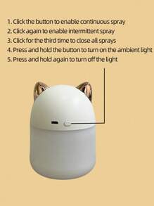 1 pièce Humidificateur d'air USB Veilleuse pour la maison, le dortoir, cadeau mignon pour étudiant, mini vaporisateur de bureau de bureau portable pour voiture, humidificateur compact de 250 ml