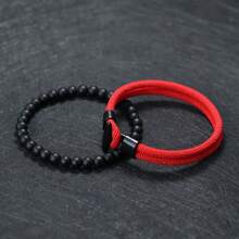 diffone New In 2Pcs Men Bracelet Set Unique Accessories Natural 6mm Onyx Stone Beaded Bracelet Pirate Lucky Rope Bracelet Gift For Him - Men's Beaded Bracelet Set - View 10