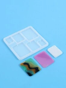 1个树脂首饰模具，硅胶材质，带孔，多种形状和尺寸，适用于环氧树脂首饰浇铸，可用于制作耳环、吊坠、钥匙扣和其他首饰，DIY手工制作。 - 白色 - 查看 17
