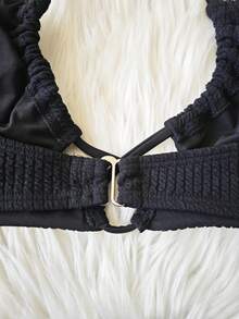 Ensemble bikini à cordon de serrage noir réglable en deux pièces pour femme, été plage d'été - Noir - Voir 8