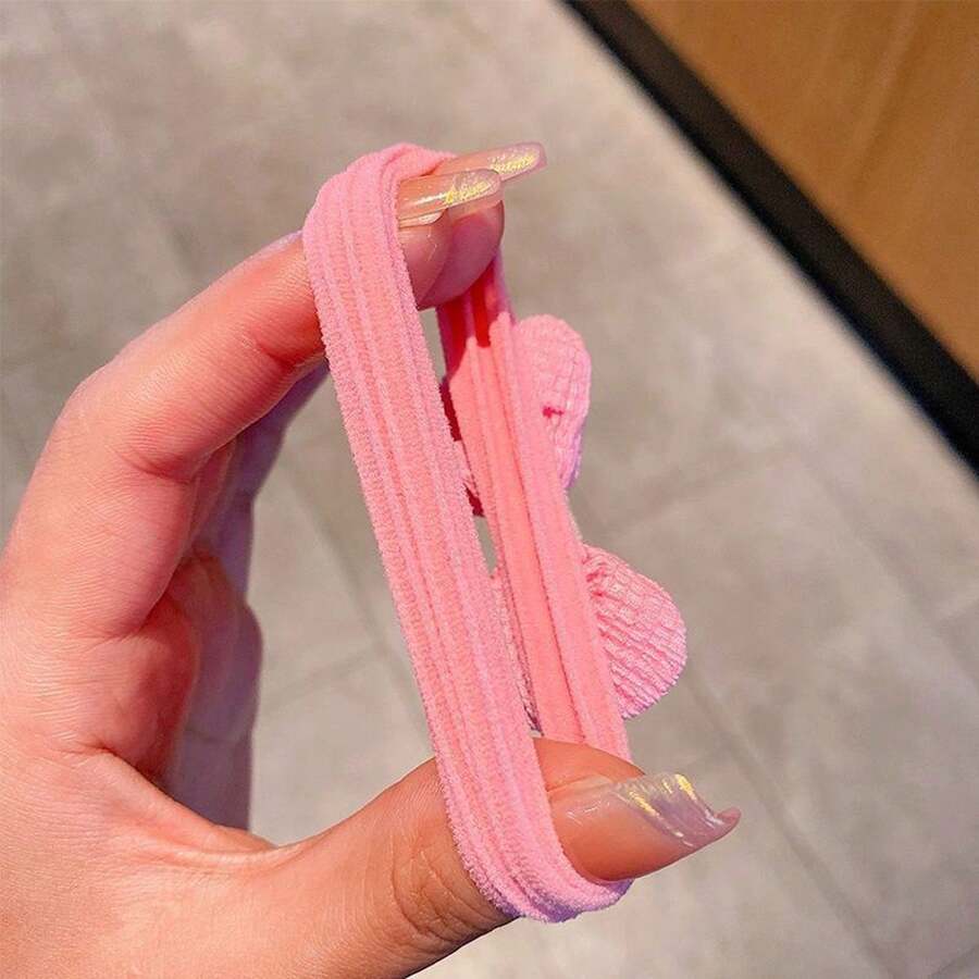 1 Set Of 6 Pieces, Candy Colored Bow, Sweet Flowers, Non Damaging Hair