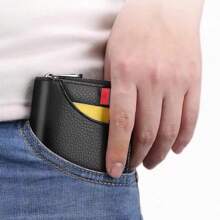 RFID 屏蔽信用卡钱包，男女通用拉链卡夹，紧凑型 12/18 卡槽，带 ID 窗口的手风琴式卡包，耐用皮革卡片整理器，黑色/粉色/酒红色，便携，适合商务、礼品、周年纪念、生日 - 咖啡棕 - 查看 8