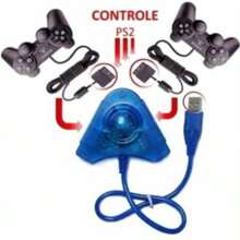 Adaptador Usb Duplo Para Controles Ps2 E Ps1 Ligue No Pc Cabo, adaptador ps2 para usb