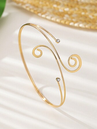 1pc Fashionable Creative Metal Music Note Decorated Bracelet With Rhinestones For Women - Gift For Friends