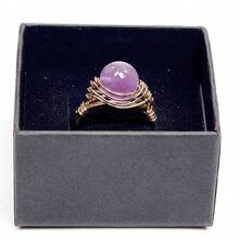 可調整天然晶嵌入戒指,時尚戒指,戒指,精美珠寶,節日禮物,情人節禮物,新年禮物,水晶戒指,寶石戒指 - 鑲嵌天然石的戒指 - 查看 3