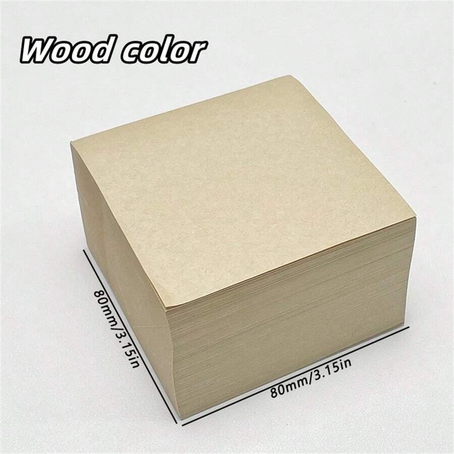 超厚400頁耐用方形磚式便箋,帶膠黏貼 - wood color - 查看 1