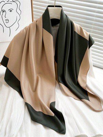 1 双面围巾方形围巾真丝般加厚保暖，可用作披肩空调房头巾、发带、头带非常适合装扮您的冬季秋季