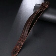 1pc Vintage Braided Wide Strap Leather Adjustable Bracelet Suitable For Men's Daily Wear
